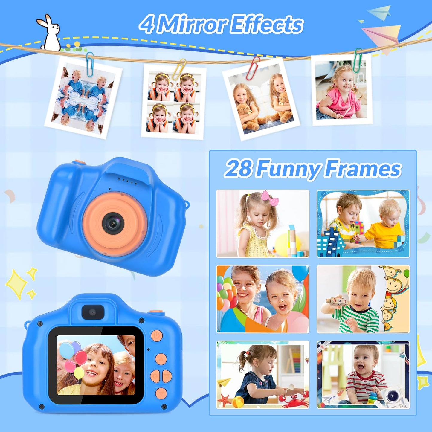 Mafiti Kids Camera,26MP HD Mini Selfie Digital Camera for Kids,Toddler Camera1080P Video,Outdoor Toy for Holiday,Birthday Xmas Gift for 3-8 Years Old