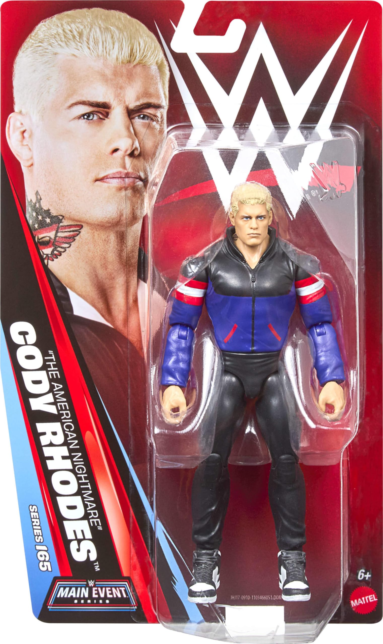 Mattel WWE Cody Rhodes Action Figure, Main Event Series #165, 6-inch Collectible Superstar with 14 Articulation Points & Life-Like Look