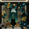 Chrome dark Teal and gold black Balloon Garland Kit 170Pcs Double-Stuffed Navy Teal Blue With Starburst Balloons for Birthday Luxury shop happy grad