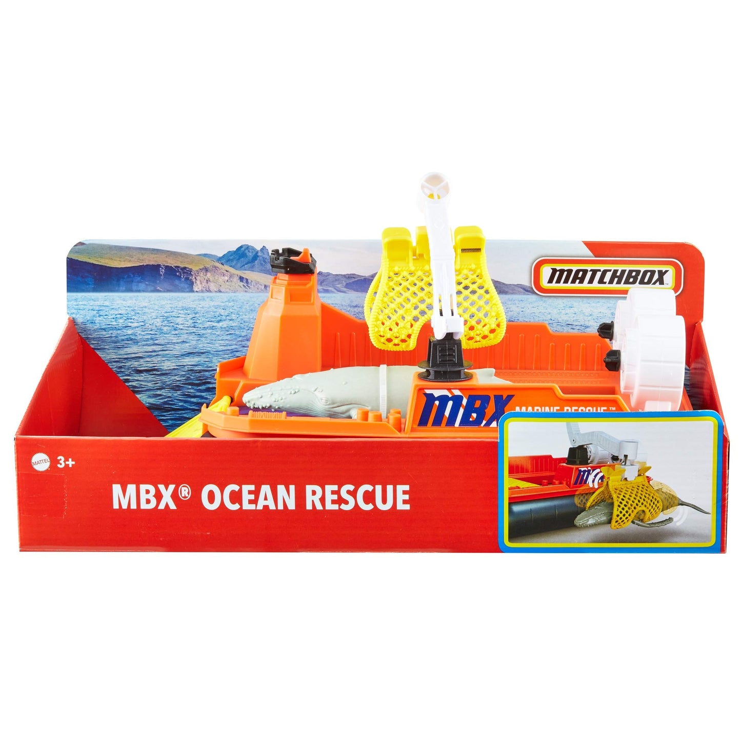 Matchbox Rescue Adventure Set With Vehicle And Animal Figure, Choose Whale Rescue Boat Or Rhino Rescue Helicopter, Both With Animal Figures, Action