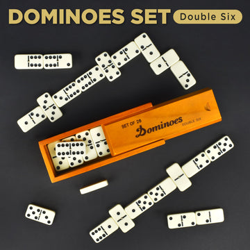 Queensell Dominos Set for Adults - Dominoes - Classic Board Games, Double 6 Dominoes Family Games for Kids and Adults - Double Six Standard Dominos