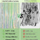 Iridescent Green Party Streamers Backdrop - 2 Pack 3.3 x 8.21 ft Neon Transparent Holographic Tinsel Foil Fringe Curtain for Birthday Dinosaur St