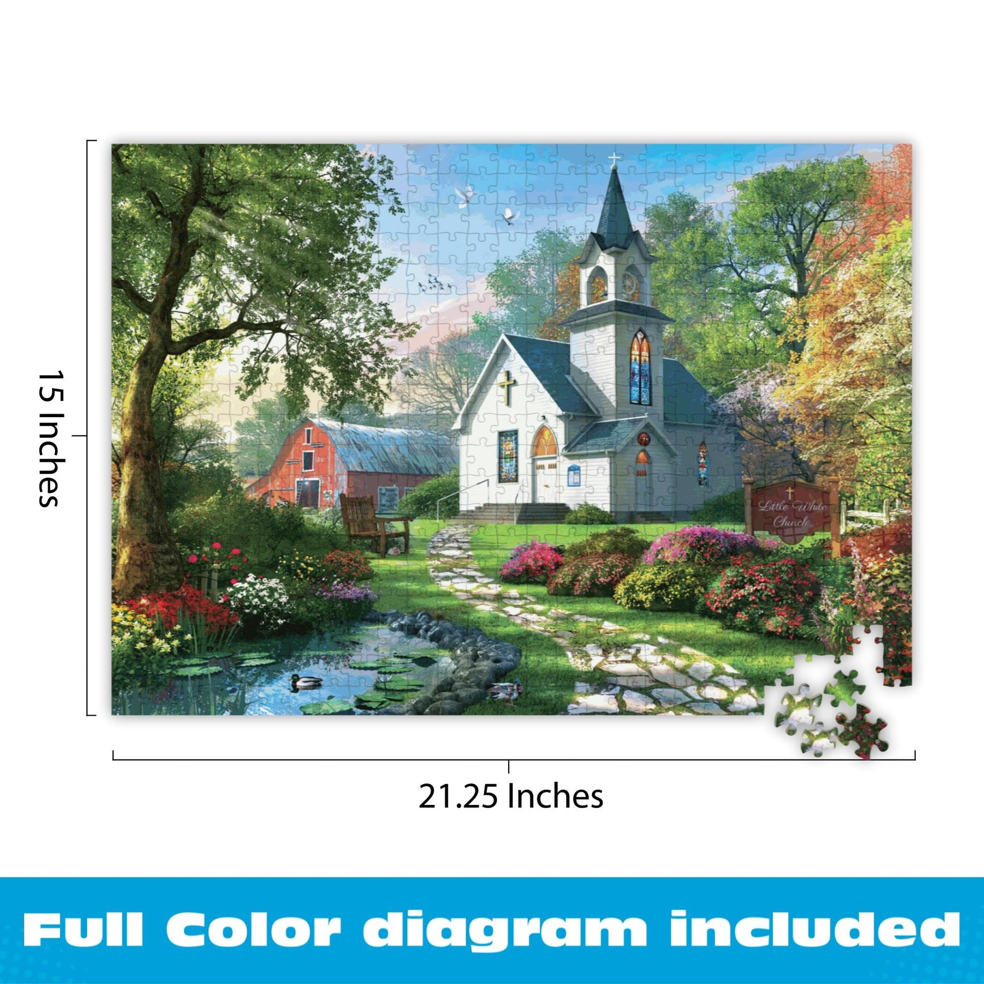 Buffalo Games - Little White Chapel - 500 Piece Jigsaw Puzzle for Adults