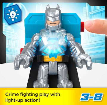 Fisher-Price Imaginext DC Super Friends Preschool Toys Batman Battle Multipack 9-Piece Figure Set with Light-Up Backpack for Ages 3+ Years