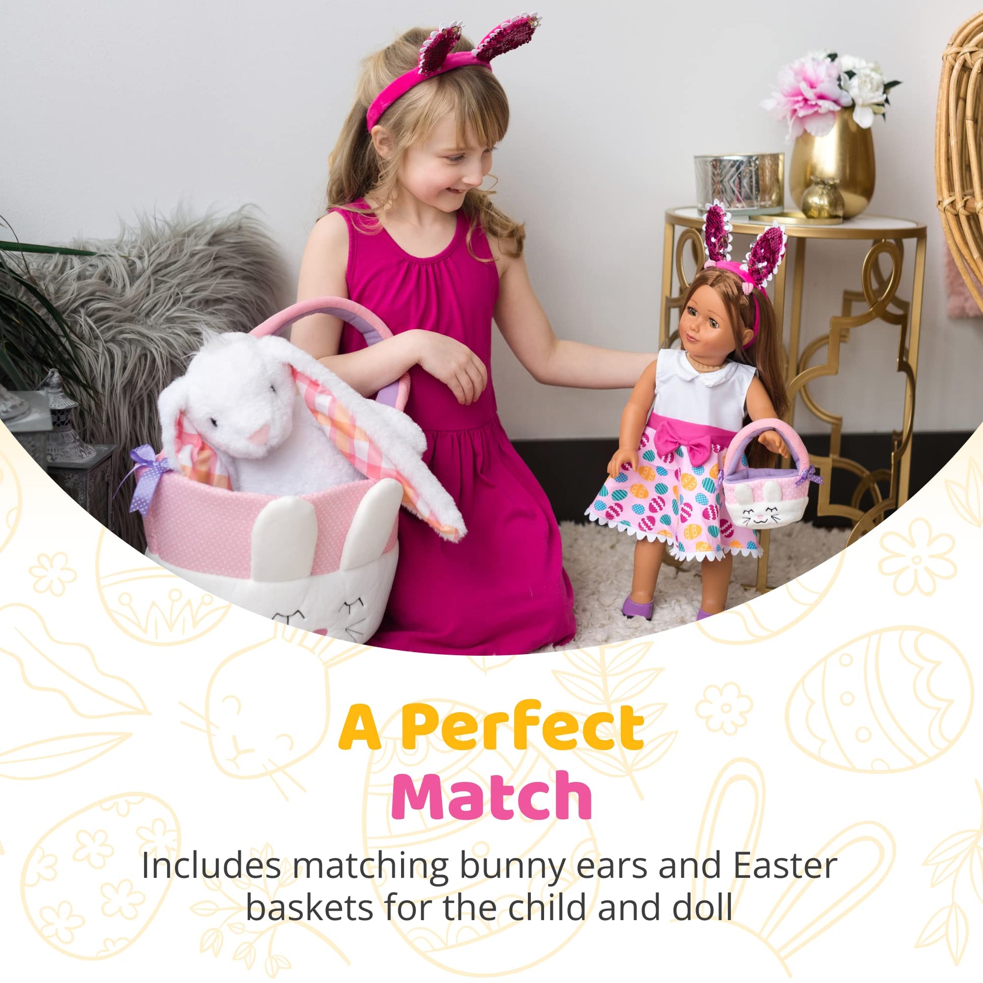 Playtime by Eimmie Doll Clothes & Accessories Set, Easter Holiday Dress with Matching Accessories, Fits American, Generation, & Similar 18-Inch Dolls