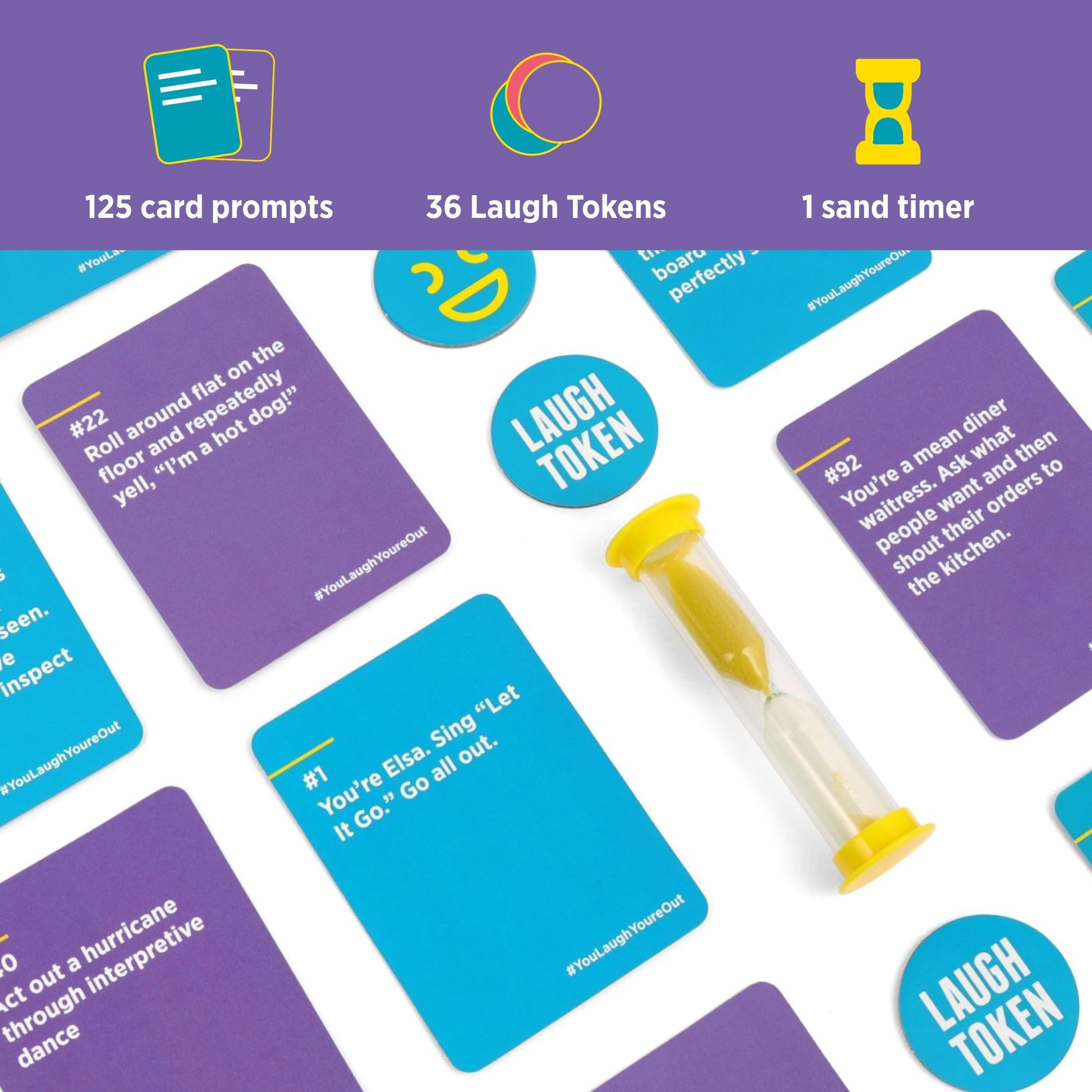 You Laugh You're Out [A Party Game with Hilarious Charades Family Card Games for Adults & Teens | Great Birthday Gift | 125 Prompt Cards Fun
