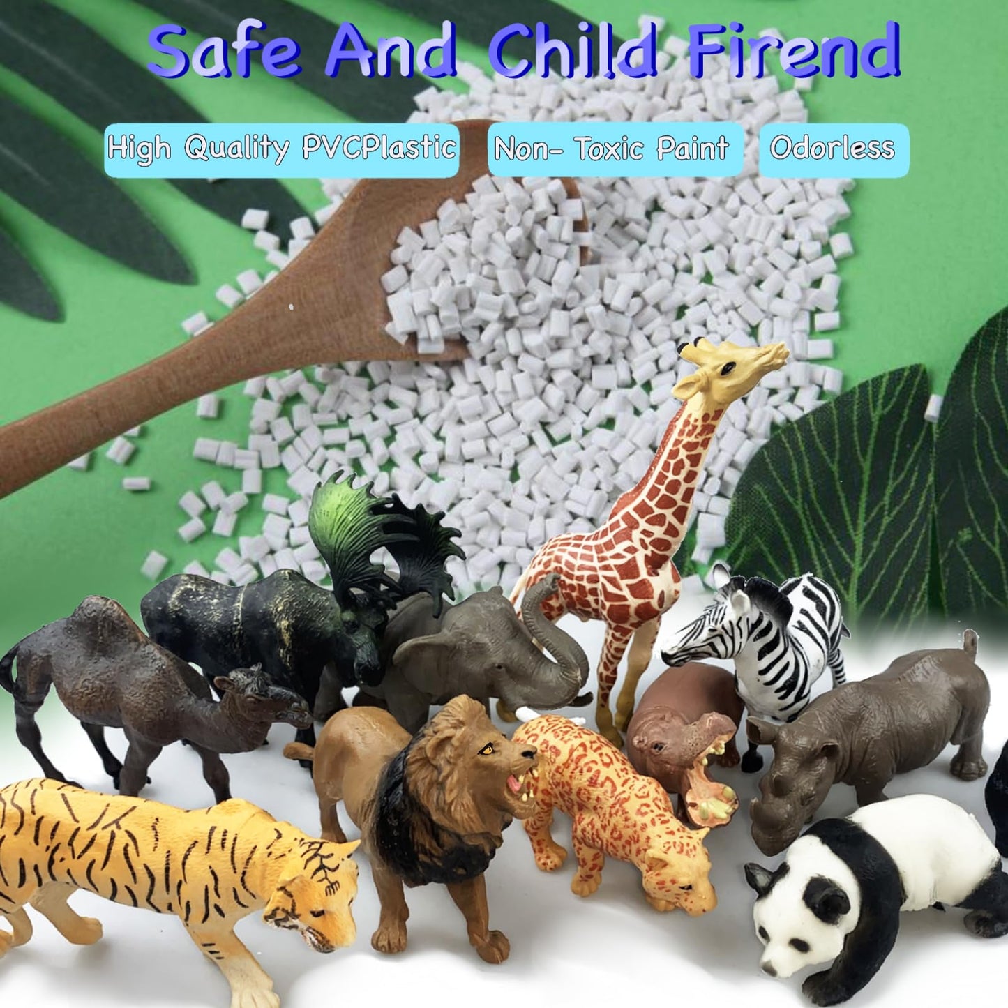 RUSON 12 Pcs Realistic Jungle Animal Figurines, Safari Animals Figures Toys Cake Topper Plastic African Wild Zoo Animals Playset Party Supplies