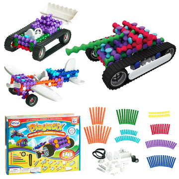 POPULAR PLAYTHINGS Playstix, Building Sticks Kit for Kids, Construction Stem Building Toy Gift for Boys & Girls - Master Set 141 Piece