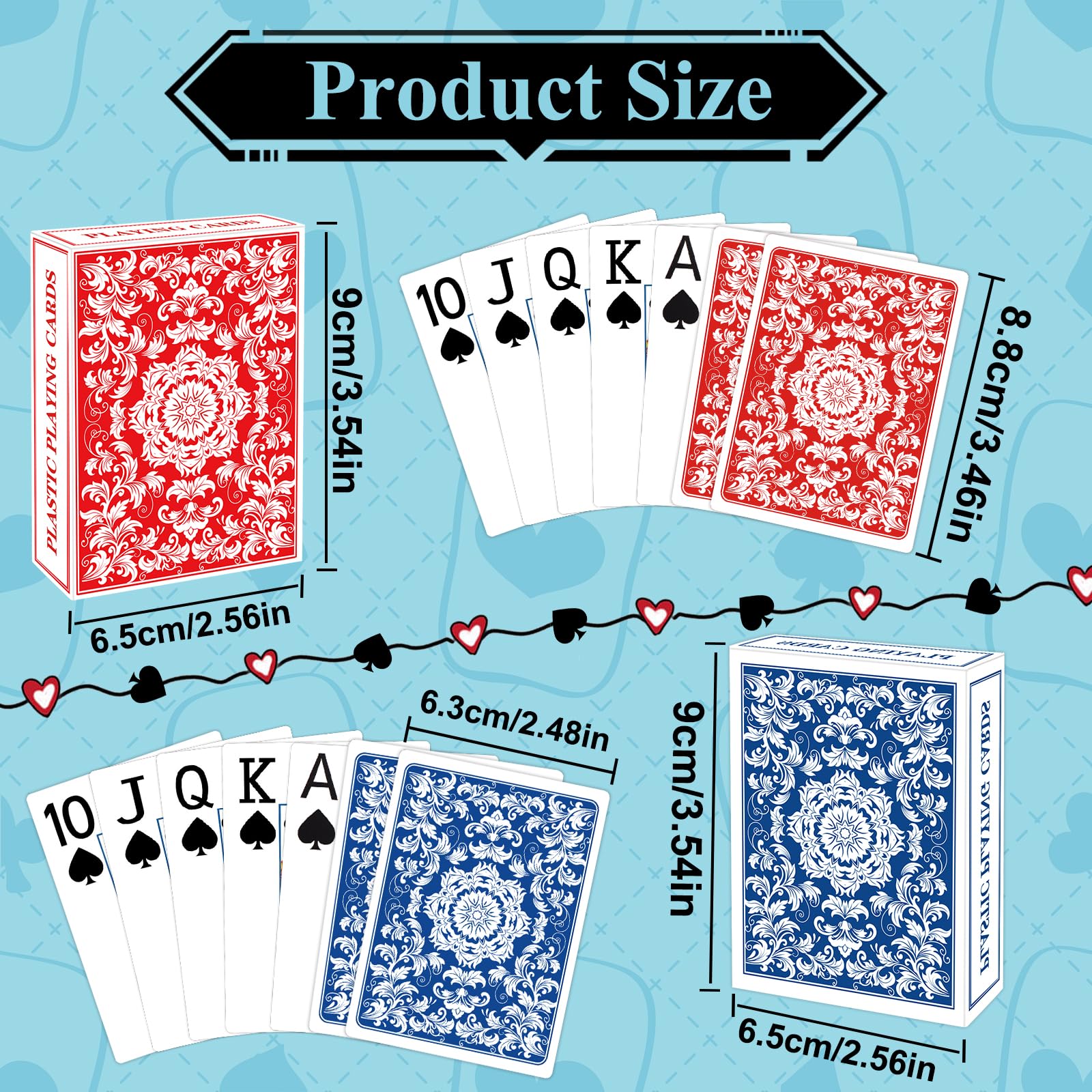Metsyth Plastic Playing Cards Waterproof Cards Poker Card 2 Pack Playing Card Large Print for Adults Seniors, Deck of Card Set Poker Cards for Beach