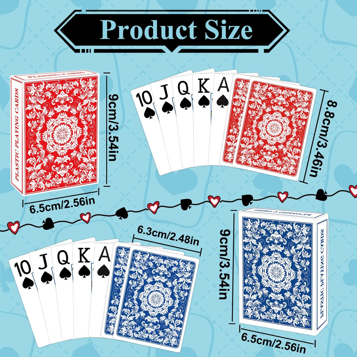 Metsyth Playing Cards 4 Pack, Plastic Playing Cards Waterproof Card, 4 Decks of Cards Bulk Set Poker Size Cards, Jumbo Large Print Playing Card