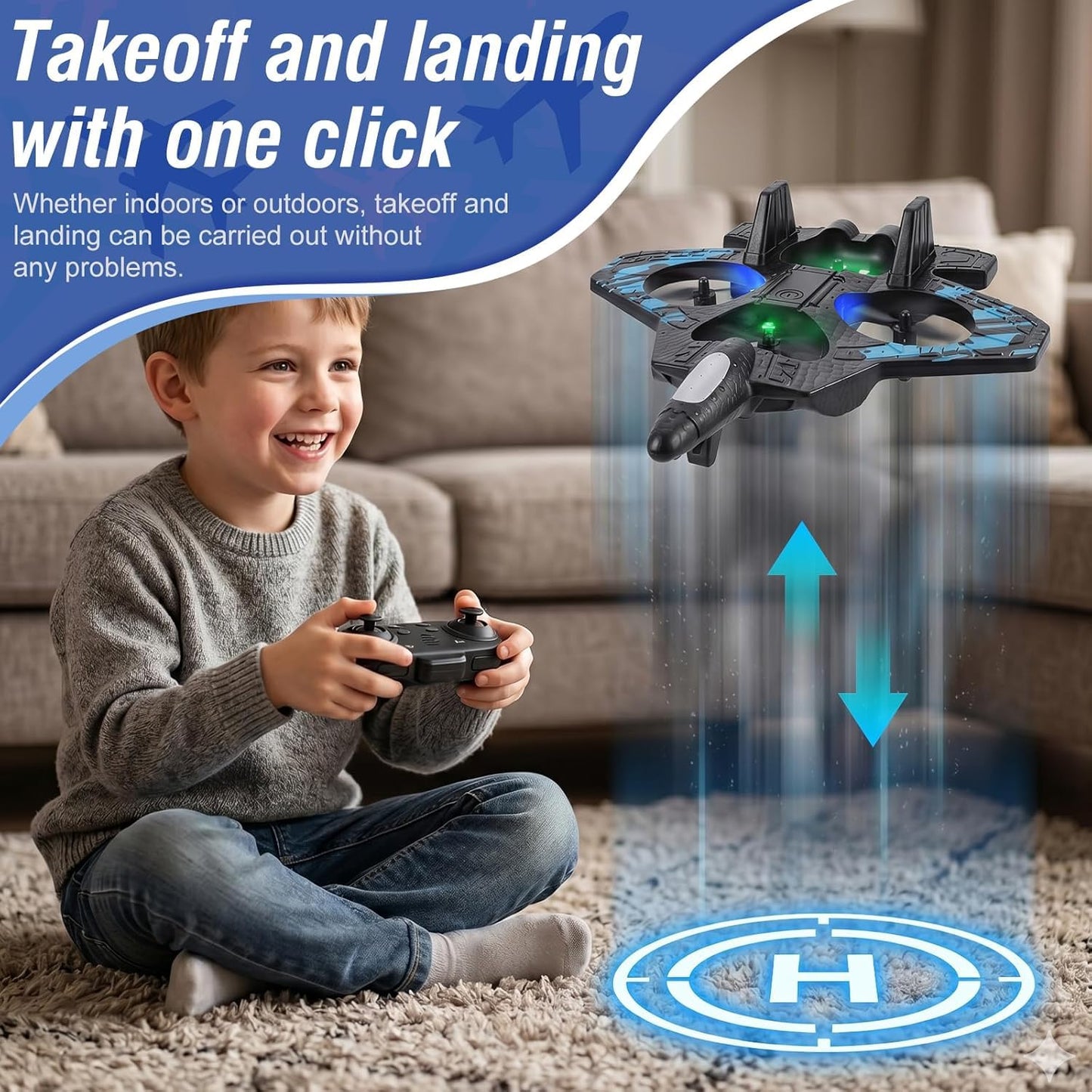 Foam RC Fighter Airplane Toy 360 Flip Easy-to-Fly for Kids Adults Beginners