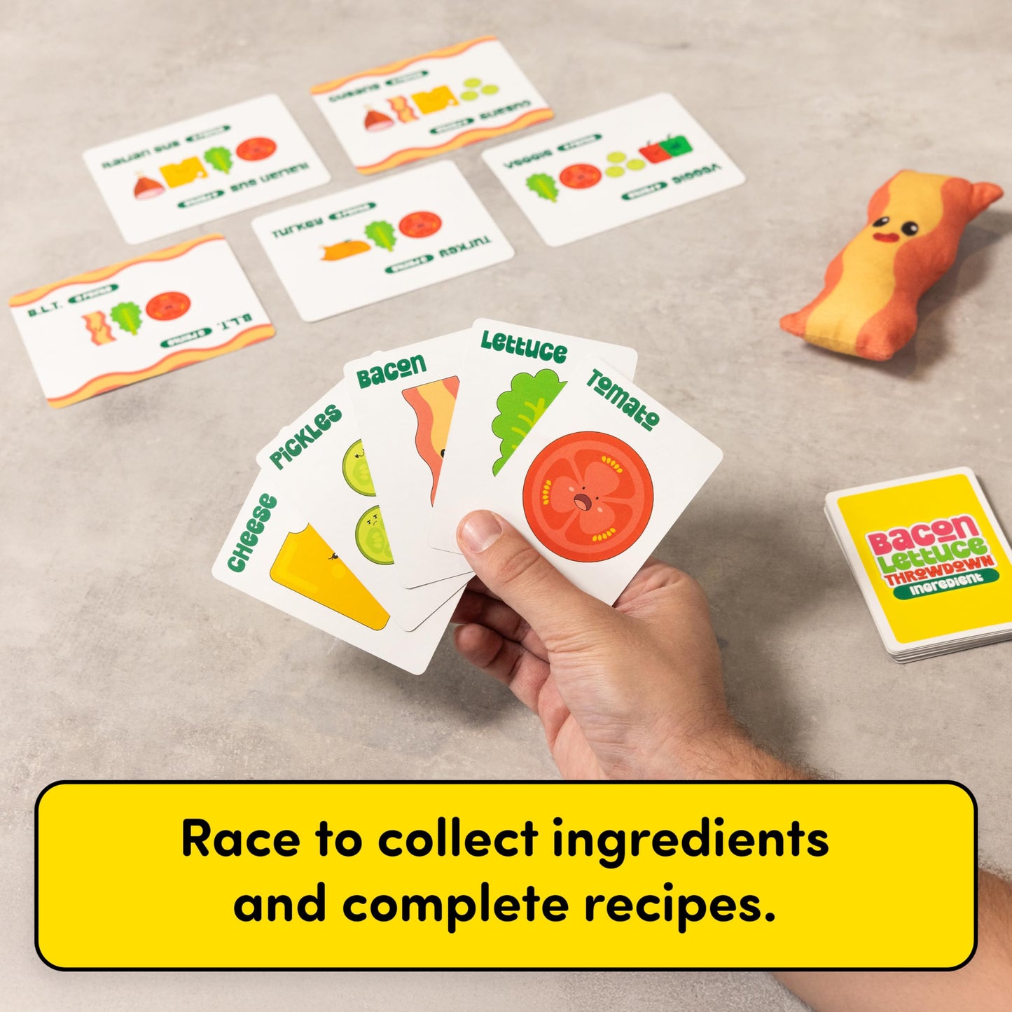 PopHaus Collective Bacon Lettuce Throwdown Fast-Paced Card Game, Ages 7+, 2-6 Players