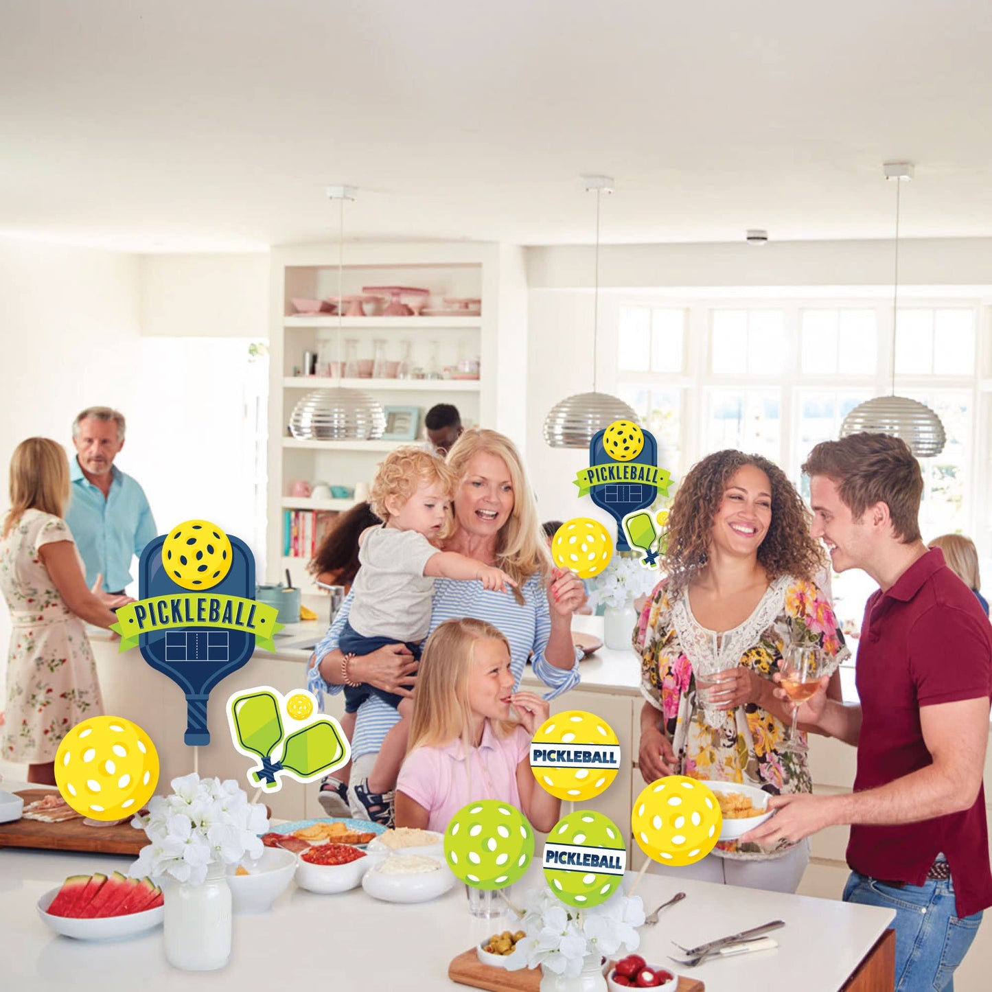 Big Dot of Happiness Let’s Rally - Pickleball - Birthday or Retirement Party Centerpiece Sticks - Showstopper Table Toppers - 35 Pieces