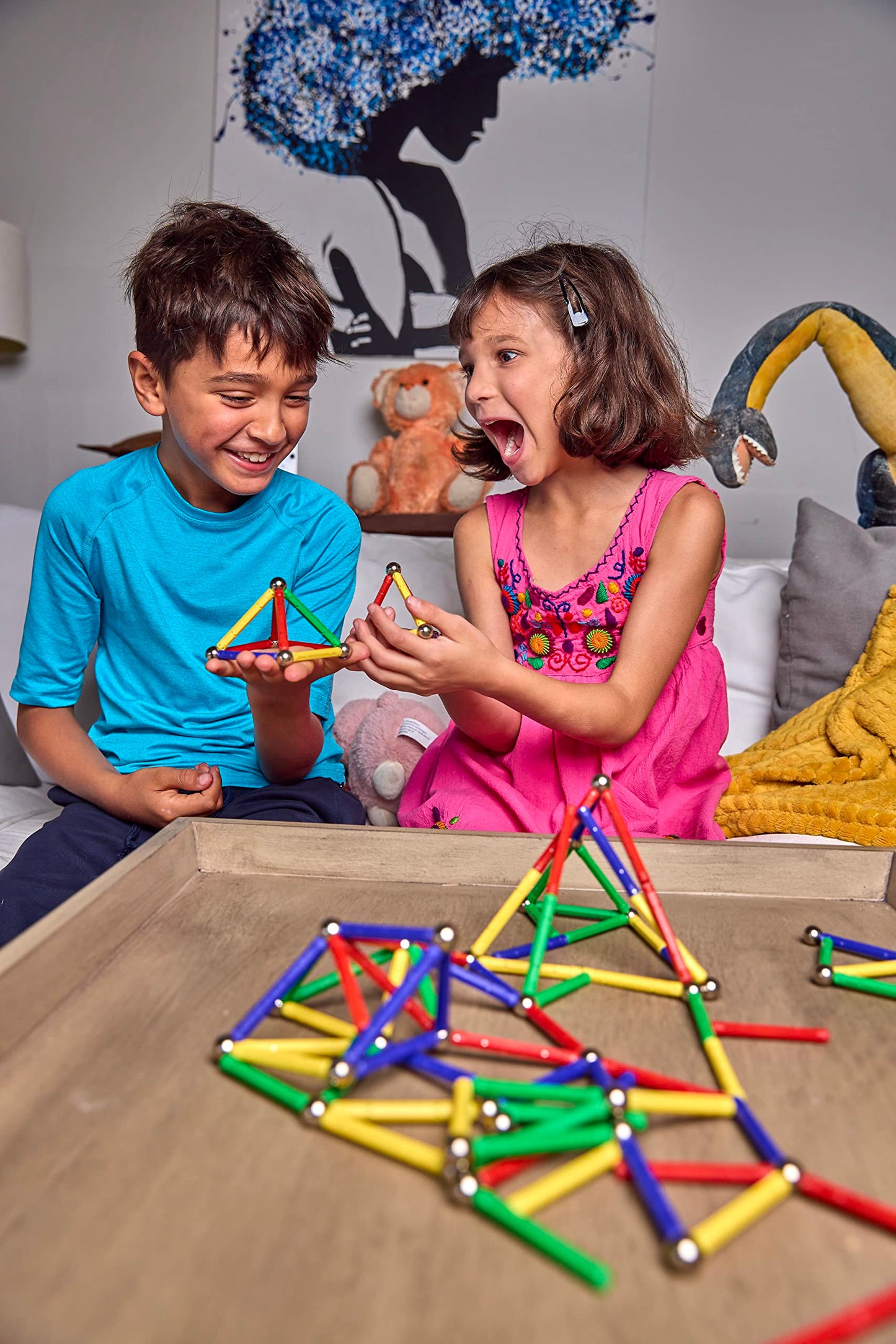 CMS MAGNETICS - (156-Piece Multi-Color Magnet Building Toy Tin Box Case Construction Sticks Set STEM Educational Learning Activity for Brain
