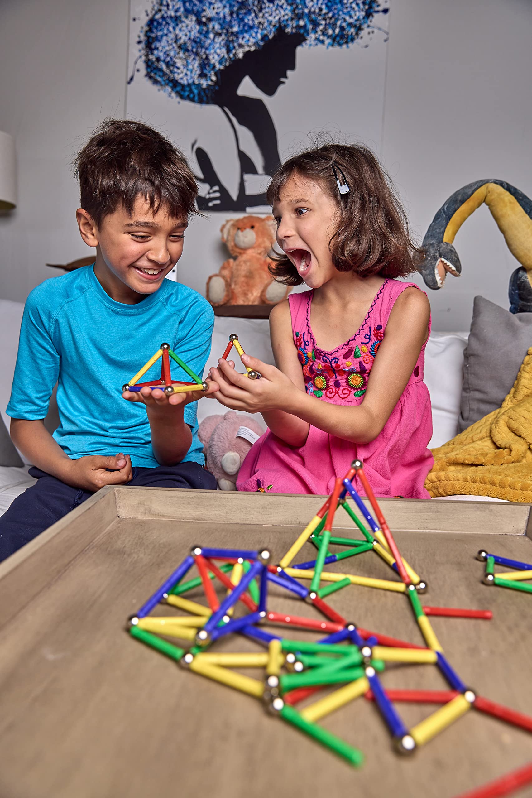 CMS MAGNETICS - (156-Piece Multi-Color Magnet Building Toy Tin Box Case Construction Sticks Set STEM Educational Learning Activity for Brain