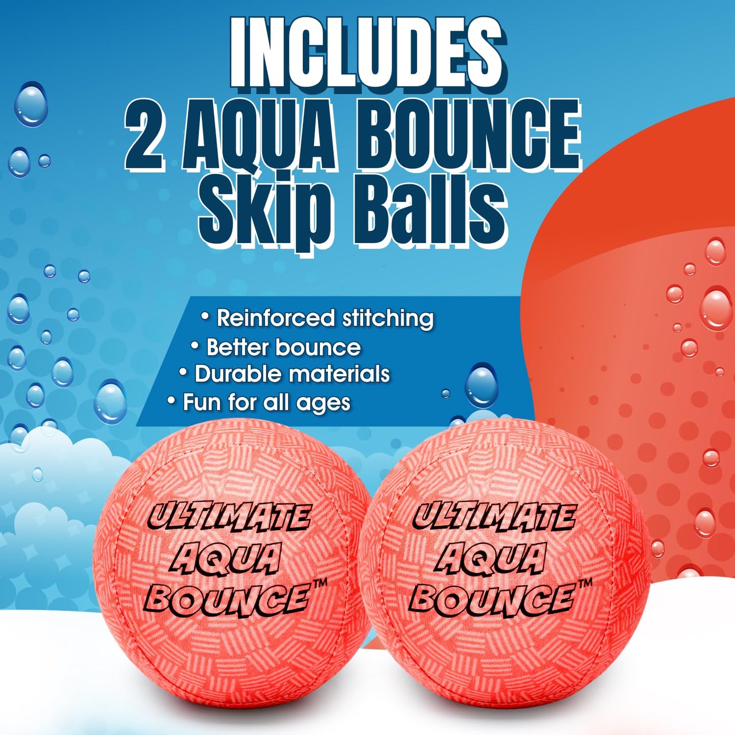 Activ Life Ultimate Dodgeball Large 3” Water Skip Balls (2 Pack) - Aqua Bounce Beach & Pool Toys Birthday Gift for Kids & Teens, Durable Skipping