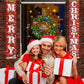 FECEDY Merry Christmas Hanging Banner Porch Sign with Pattern Christmas Tree Presents Snow Banner for Home Yard Indoor Outdoor Wall Door Christmas