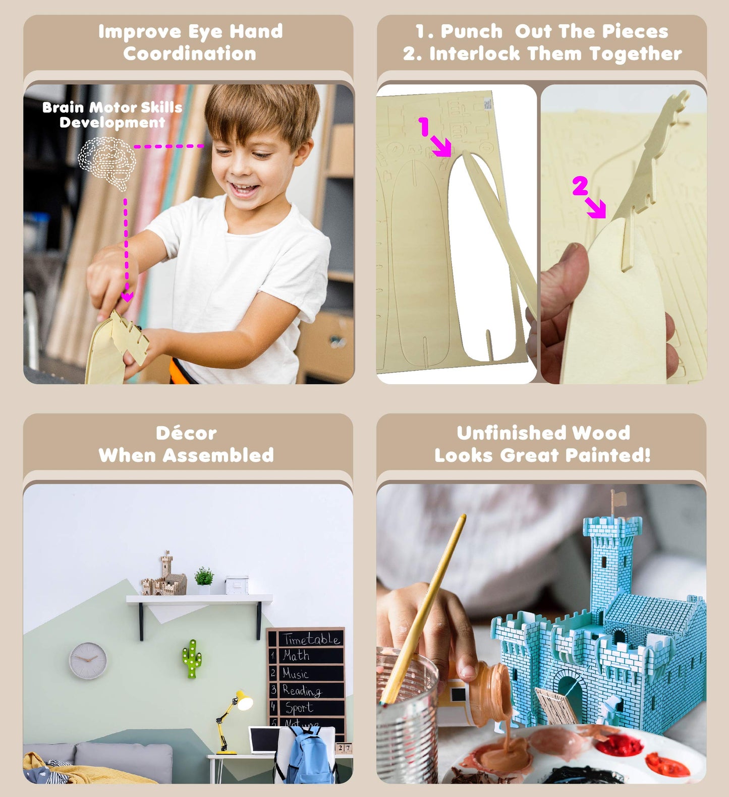 Puzzled Fortress 3D Puzzle Wood Craft Construction Kit