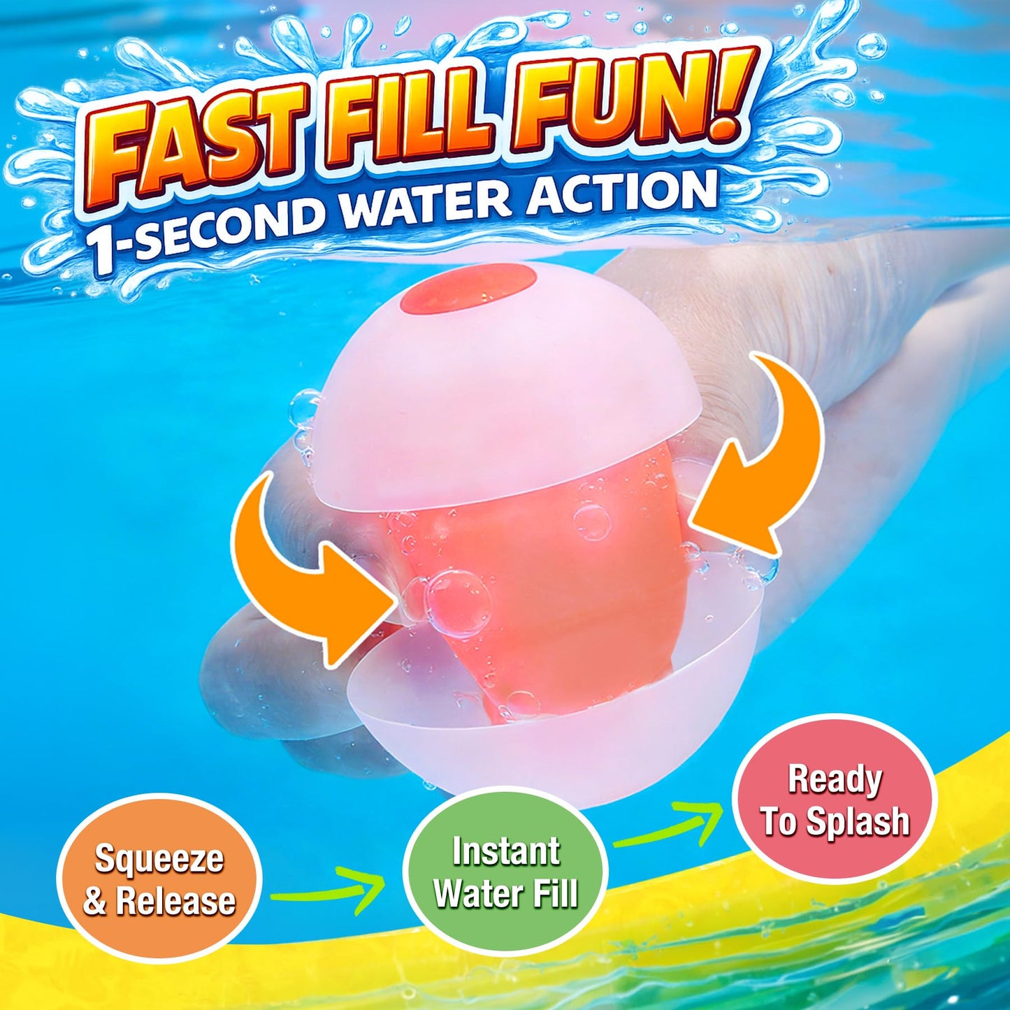 Self-Sealing Reusable Water Balloons for Kids - 12 Pack Soft Silicone Splash Balls, No Magnets, Quick-Fill Outdoor Water Battle Toys for Toddlers Boys