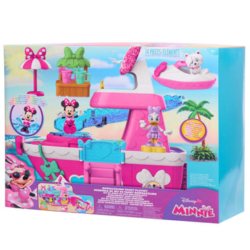 Disney Junior Minnie Mouse Bowdazzling Yacht Playset, Lights and Sounds, 14 Piece Playset with Figures, Kids Toys for Ages 3 Up by Just Play
