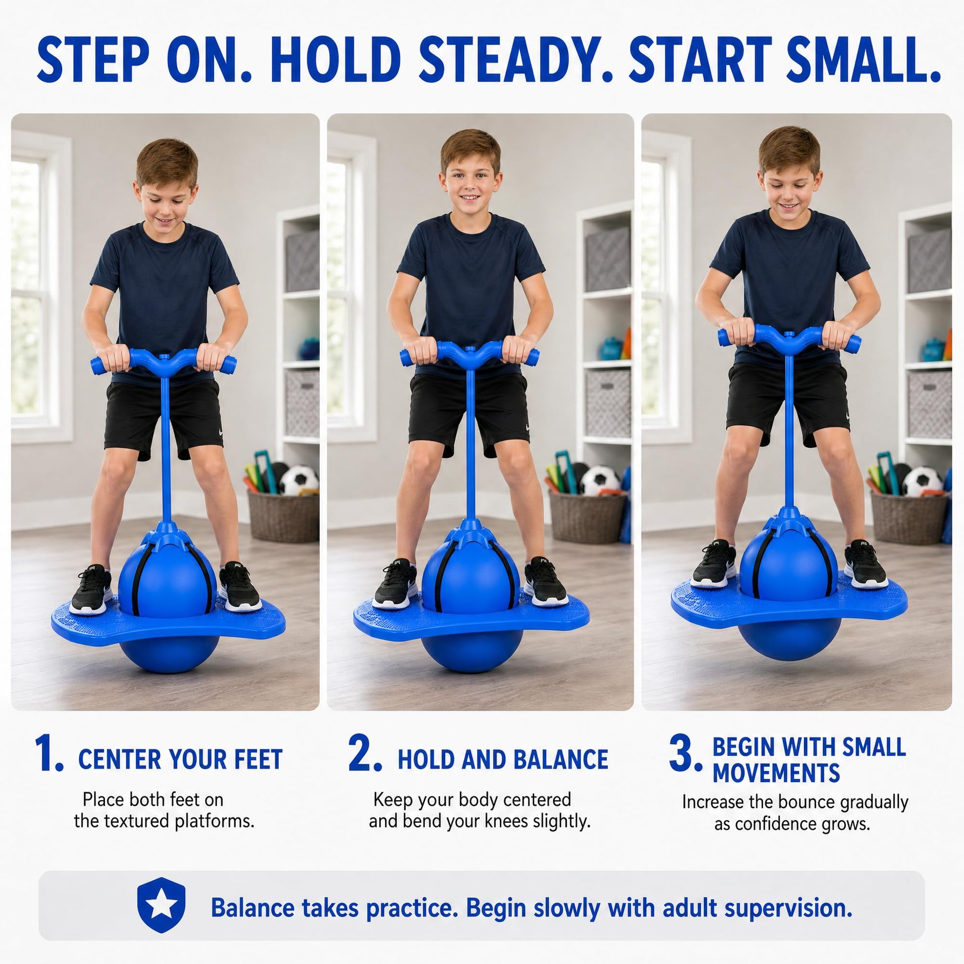 Pogo Jumper with Handle and Ball Pump Pogo Bouncing Stick
