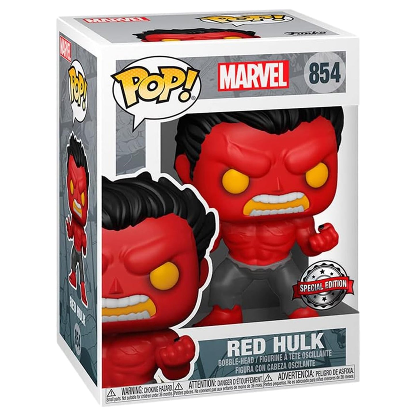 Funko POP! Marvel: Red Hulk Vinyl Figure - Special Edition Exclusive #854 Mulitcolor (Common - No Chase)