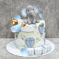 Elephant Cake Decoration Mini Elephant Cake Topper Blue Letter Cake Toppers Gold Blue White Pearl Ball for Elephant Theme Birthday Supplies (BLUE)