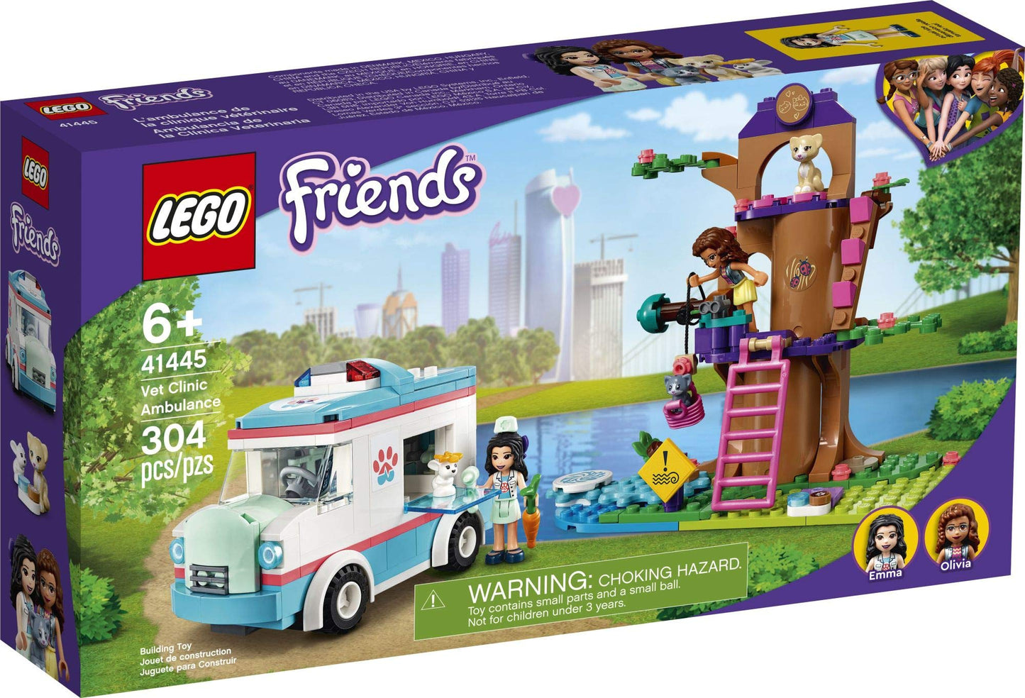 LEGO Friends Vet Clinic Ambulance 41445 Building Kit; Collectible Toy with Ambulance, Rabbit and Kitten Toys, Children’s Vet Kit and Olivia and Emma