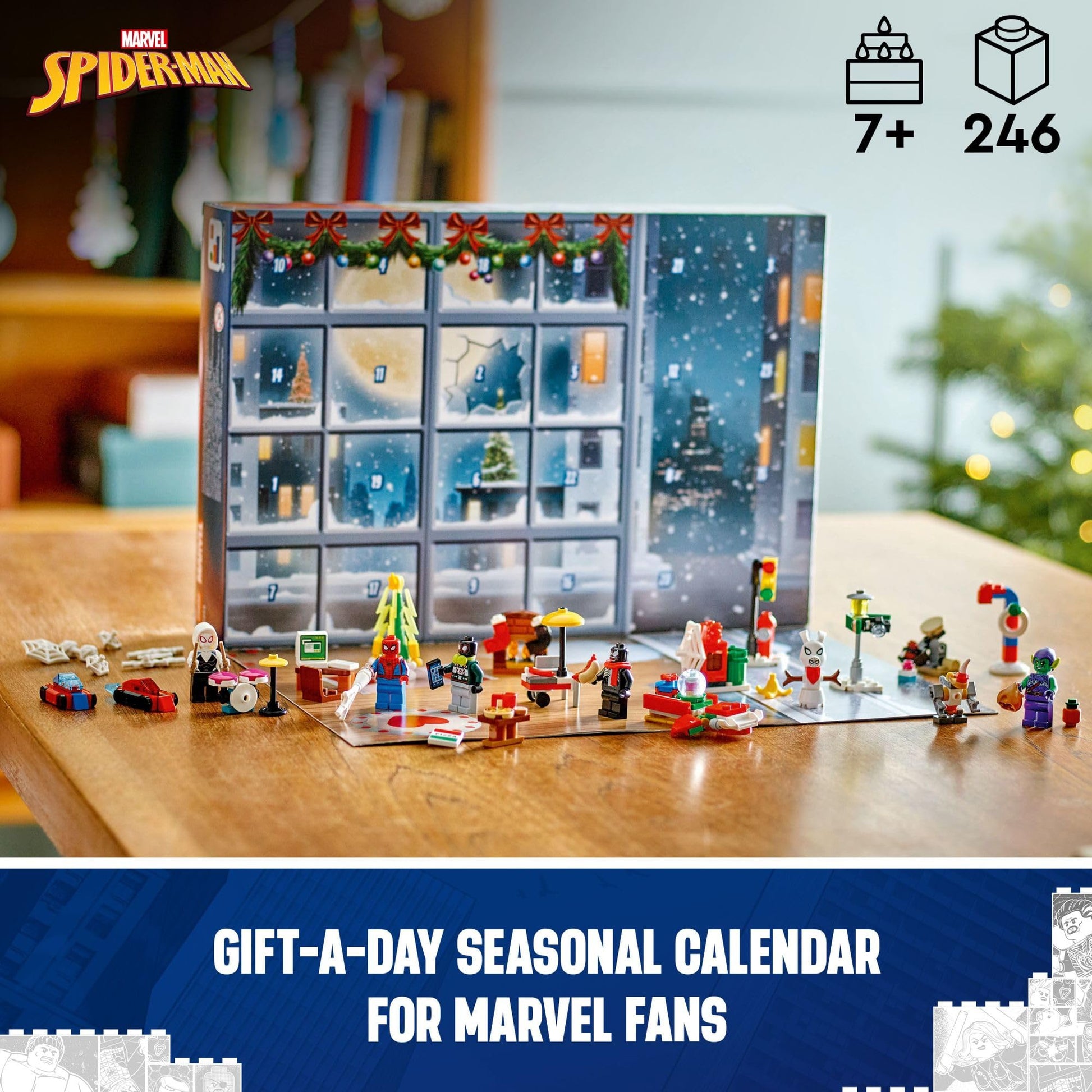 LEGO Marvel Spider-Man Advent Calendar 2024 for Kids - Christmas Advent Calendar with Mini Builds & 5 Minifigures, Ages 7+ - Spider-Man Toy for Boys &