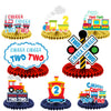 Steam Train Honeycomb Centerpieces Railroad Railway Crossing Transportation Rhyming Story Theme Decor for Boys Girls High Chair 1st Birthday Party