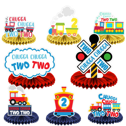 Steam Train Honeycomb Centerpieces Railroad Railway Crossing Transportation Rhyming Story Theme Decor for Boys Girls High Chair 1st Birthday Party