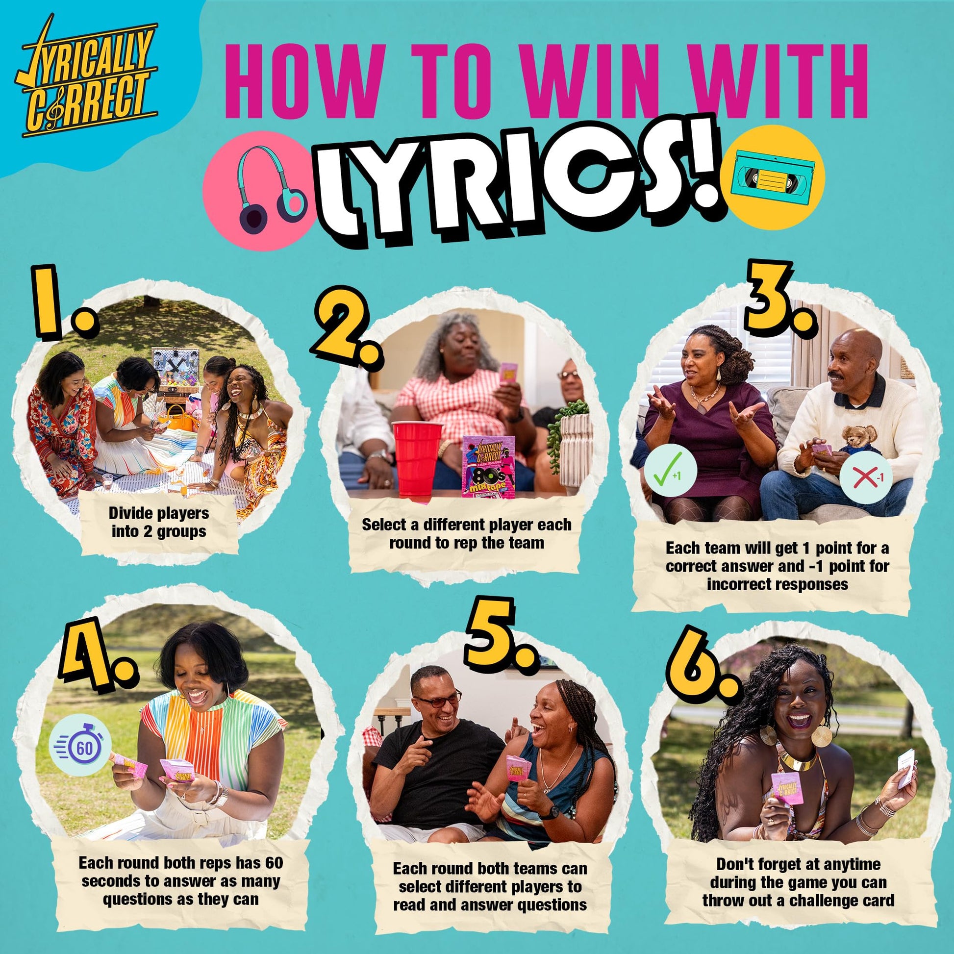 Lyrically Correct '80s Mixtape Edition - ‘80s Music Trivia Card Game for Adults & Families | Hip-Hop, R&B, Funk & Pop Party Game for Game Night