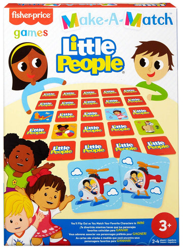 Mattel Games Make-A-Match Card Game with Fisher-Price Little People Theme, Multi-Level Rummy Style Play, Match Colors, Pictures & Shapes, 56 Cards
