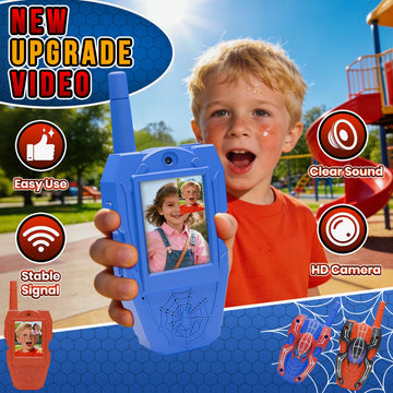 FUTESI Video Walkie Talkies for Kids 2 Pack, Rechargeable Kids Walkie Talkies Ages 3-8 with HD Camera, Long Range Outdoor Toys for Boys Girls, Spider