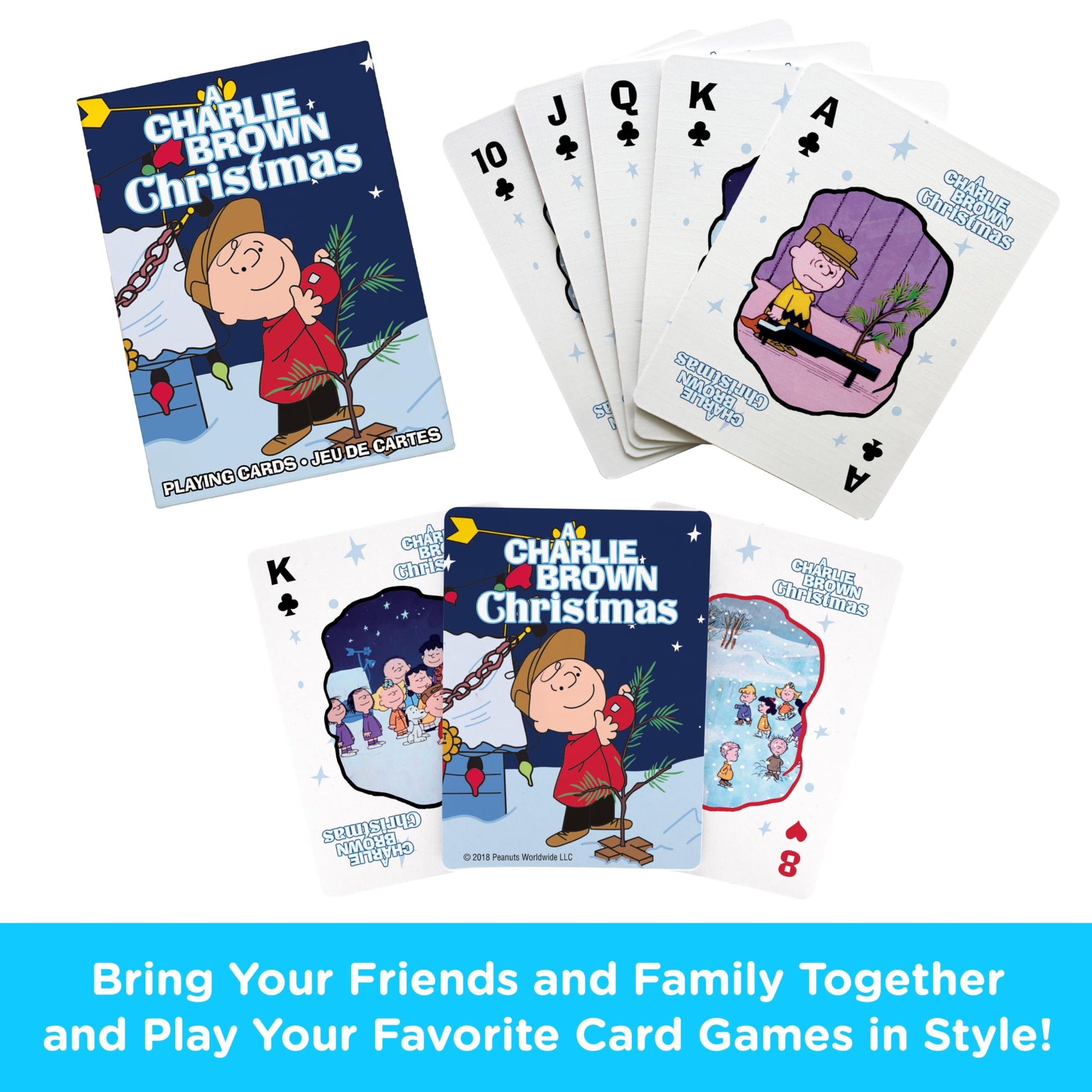AQUARIUS Peanuts Charlie Brown Christmas Playing Cards - Christmas Themed Deck of Cards for Your Favorite Card Games - Officially Licensed Peanuts