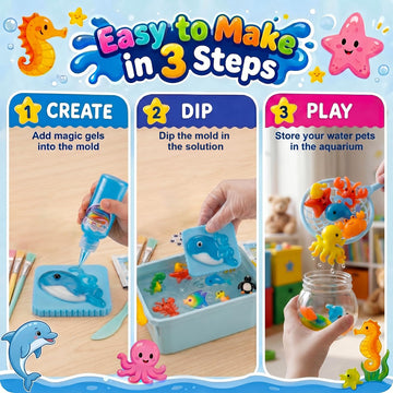 Nisuez Magic Water Elf Toy Kit for Kids, 30 Colors Magic Gels & 20 Molds, Water Gel Kit, Water Squishy Making Kit, Crate Your Own Magic Elf Kits Water