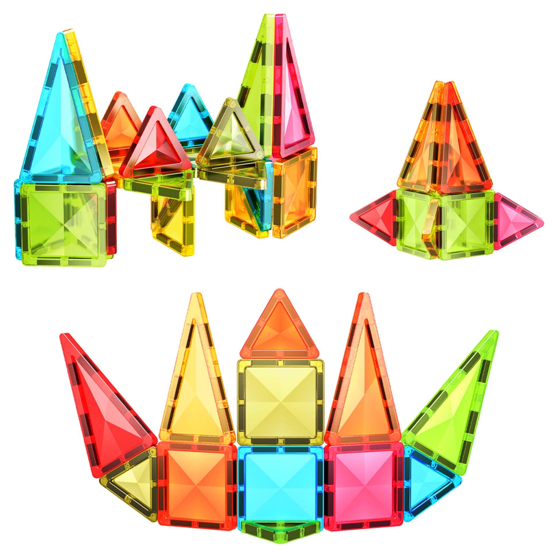 PicassoTiles 36pcs Mini Size Magnetic Tiles Magnet Toys Diamond Series Sensory Construction Building Blocks Set STEM Learning Travel Size Educational