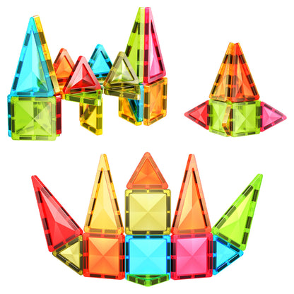 PicassoTiles 36pcs Mini Size Magnetic Tiles Magnet Toys Diamond Series Sensory Construction Building Blocks Set STEM Learning Travel Size Educational