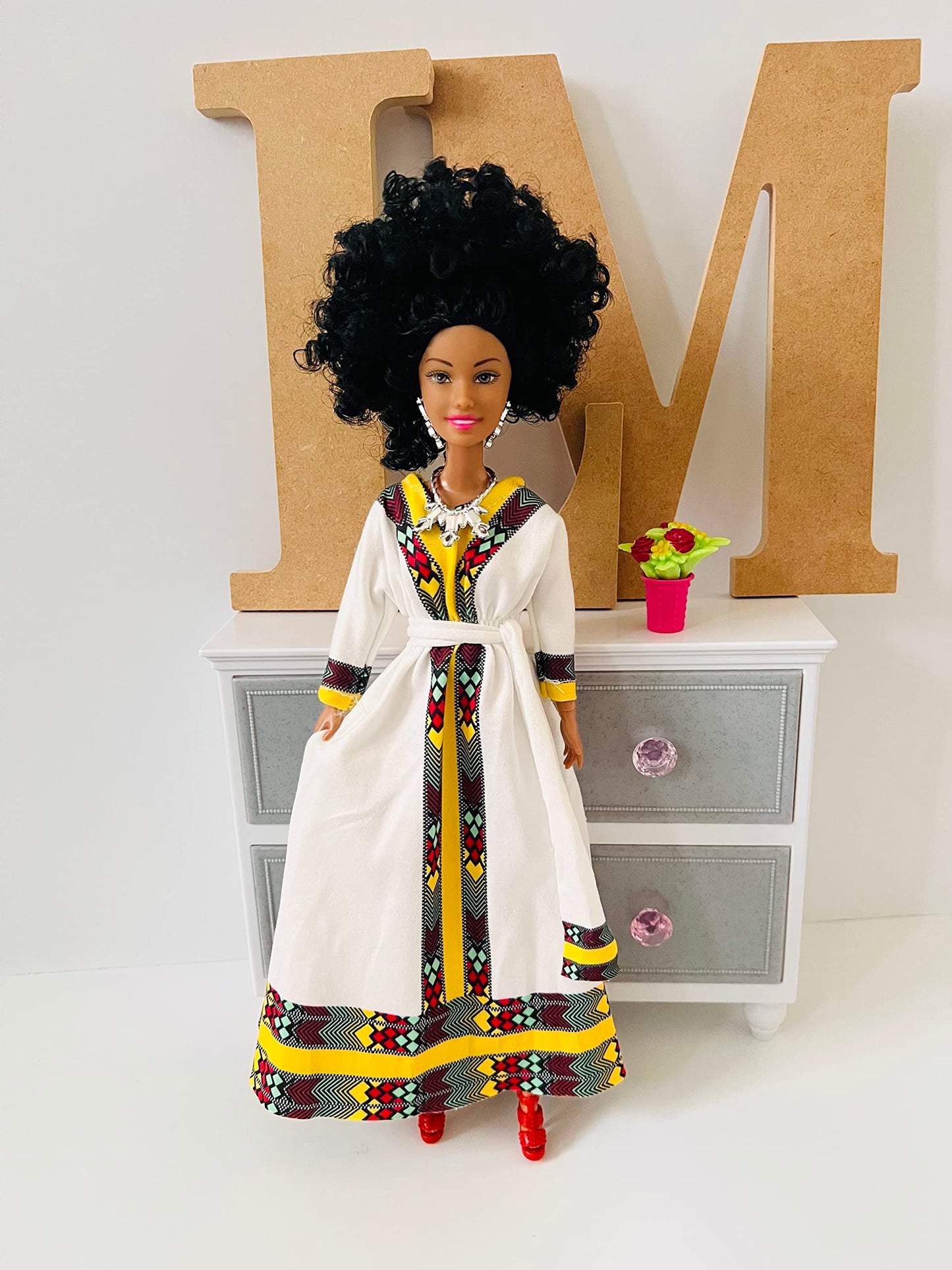 Maya in Long Dress (Curly Hair)