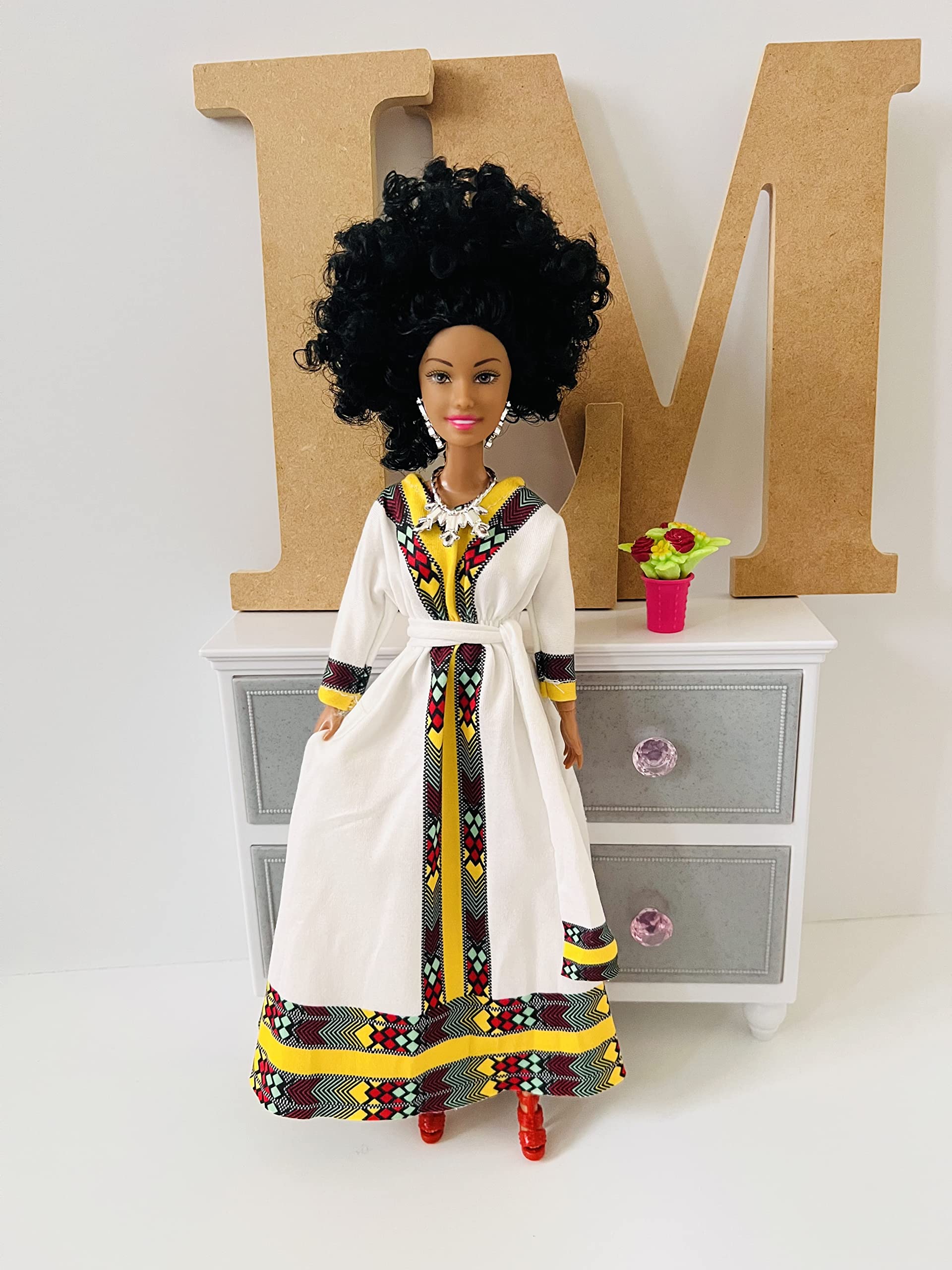 Maya in Long Dress (Curly Hair)