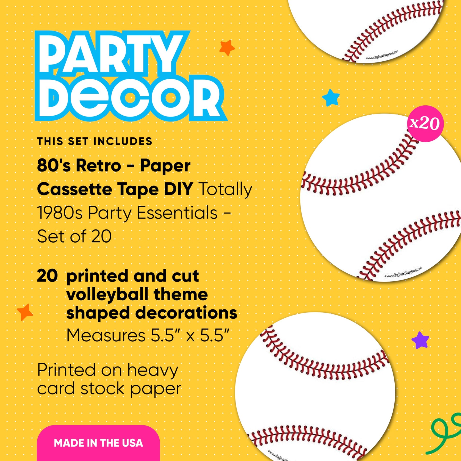 Big Dot of Happiness Batter Up - Baseball - Decorations DIY Baby Shower or Birthday Party Essentials - Set of 20