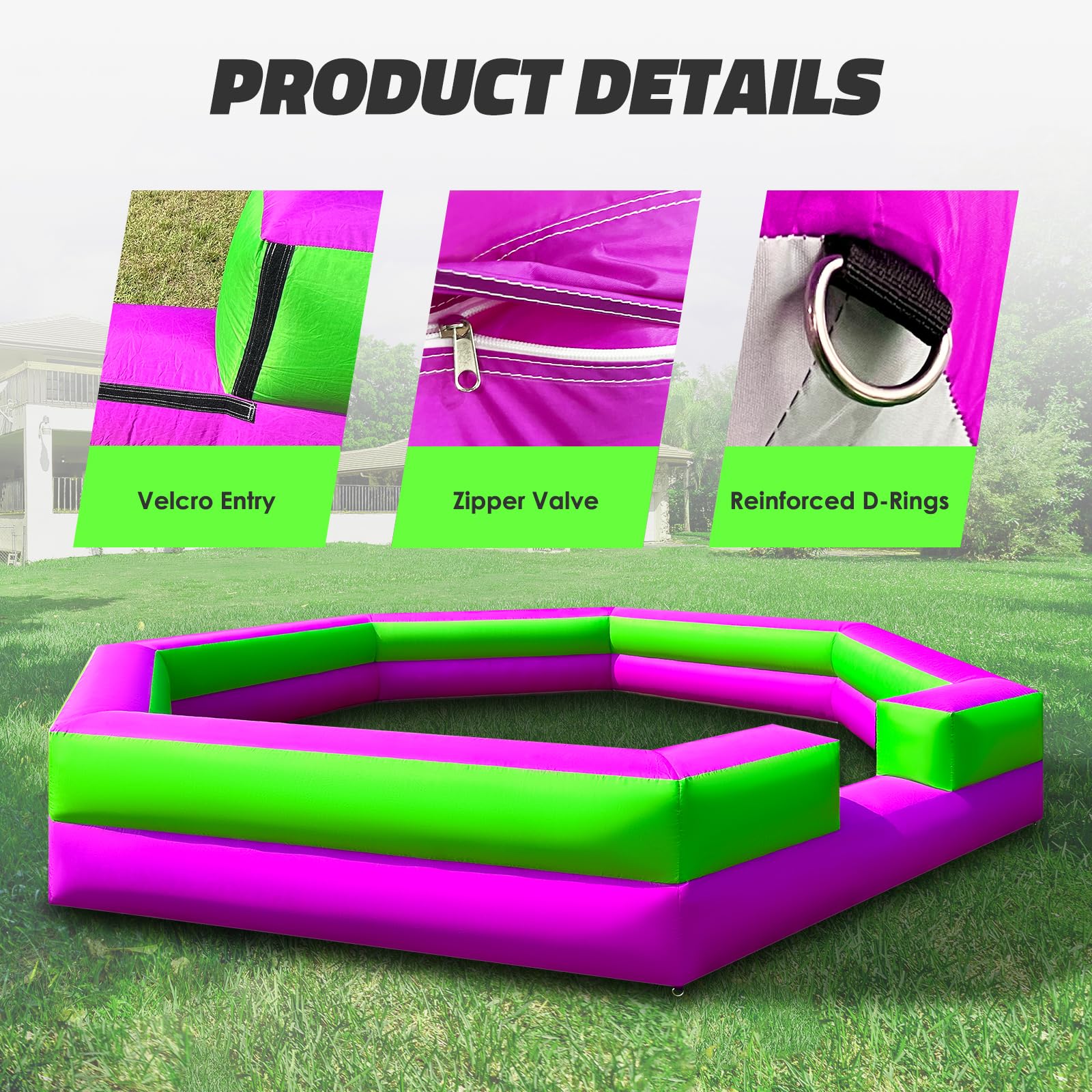 GR8FUN Inflatable Gaga Ball Pit 15FT with Built-in Fan, Blow Up Gaga Ball Pit, Portable Ball Pit for Indoor & Outdoor Use, Family Activities