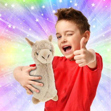 DolliBu Personalized Beige Llama Stuffed Animal Plush Toy - Huggable Cuddle Soft Plush Llama Gift, Cute Stuffed Animals for Girls and Boys - 11 Inches