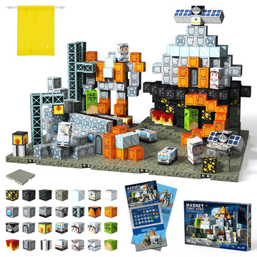 FunsBloomify Magnetic Blocks 150PCS Space | STEM Educational Building Toys for Kids Age 3+, Creative Stacking Construction Set with 0.8in Magnet