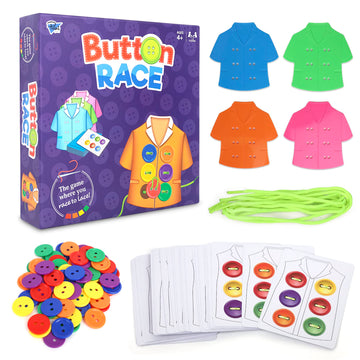 Point Games Lacing Cards Sequence Game - Threading. Sewing, Button Lace Occupational Therapy Toy, Boys & Girls Fine Motor Toys, Educational Preschool