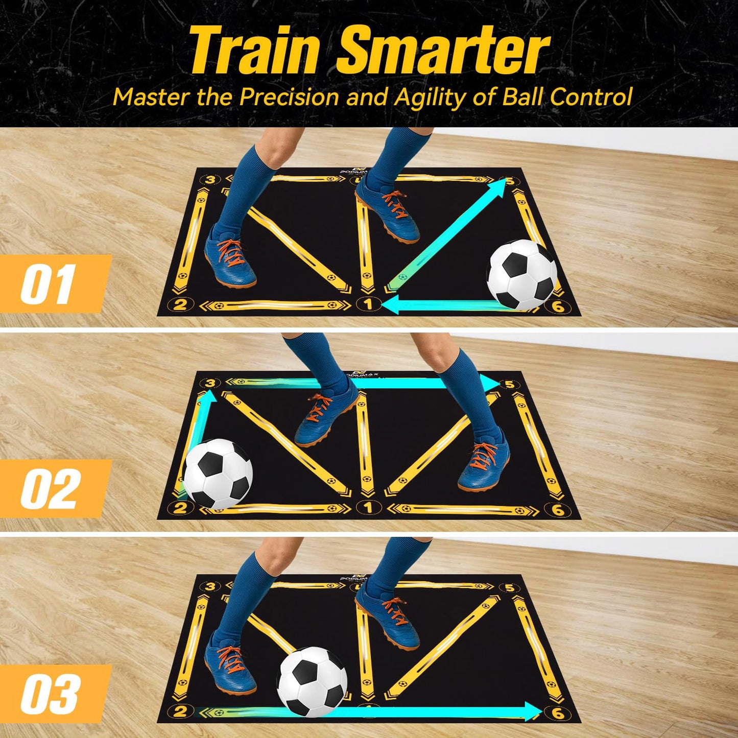 PodiuMax Soccer Training Mat with Kickback Trainer for Kids