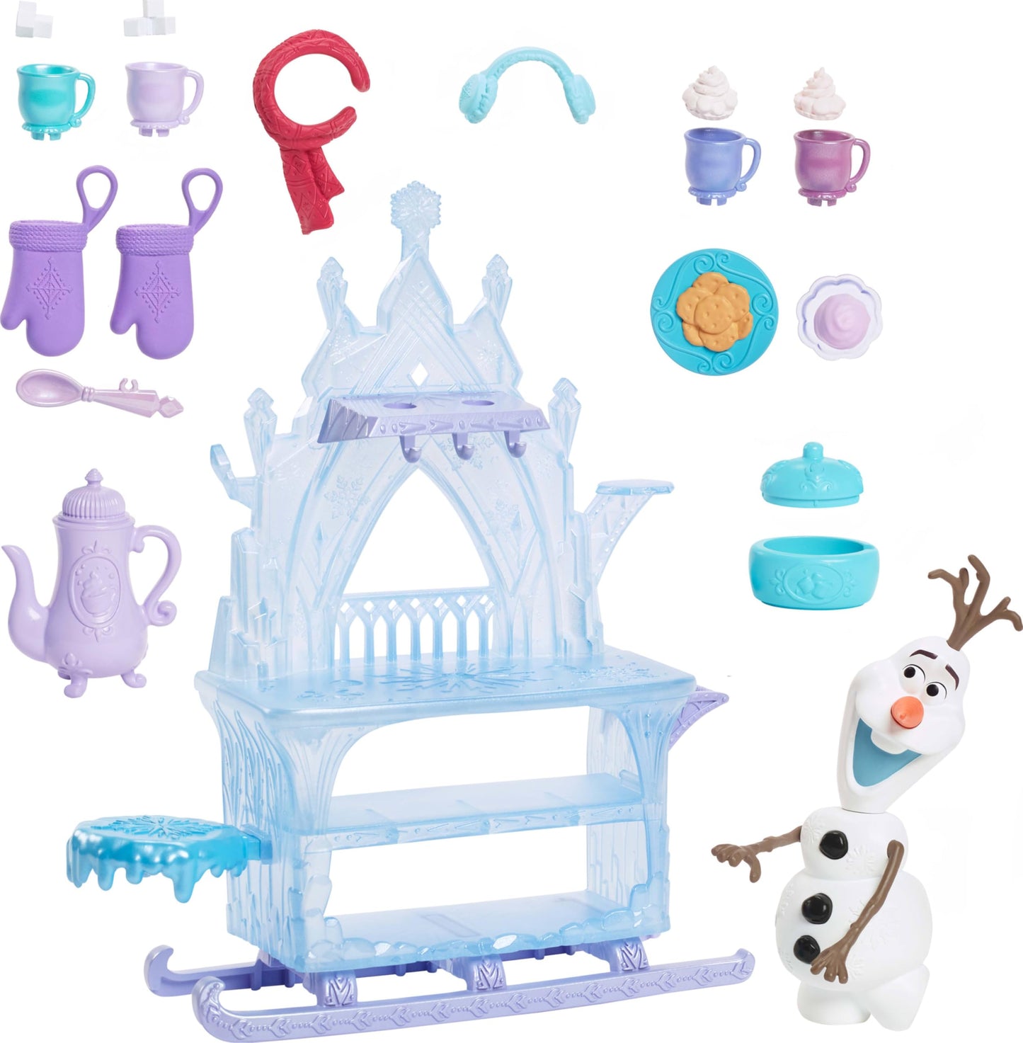 Mattel Disney Frozen Olaf Doll & Accessories, Treat Sled Playset with Cart, Food & More Inspired by Frozen: Winter Festival