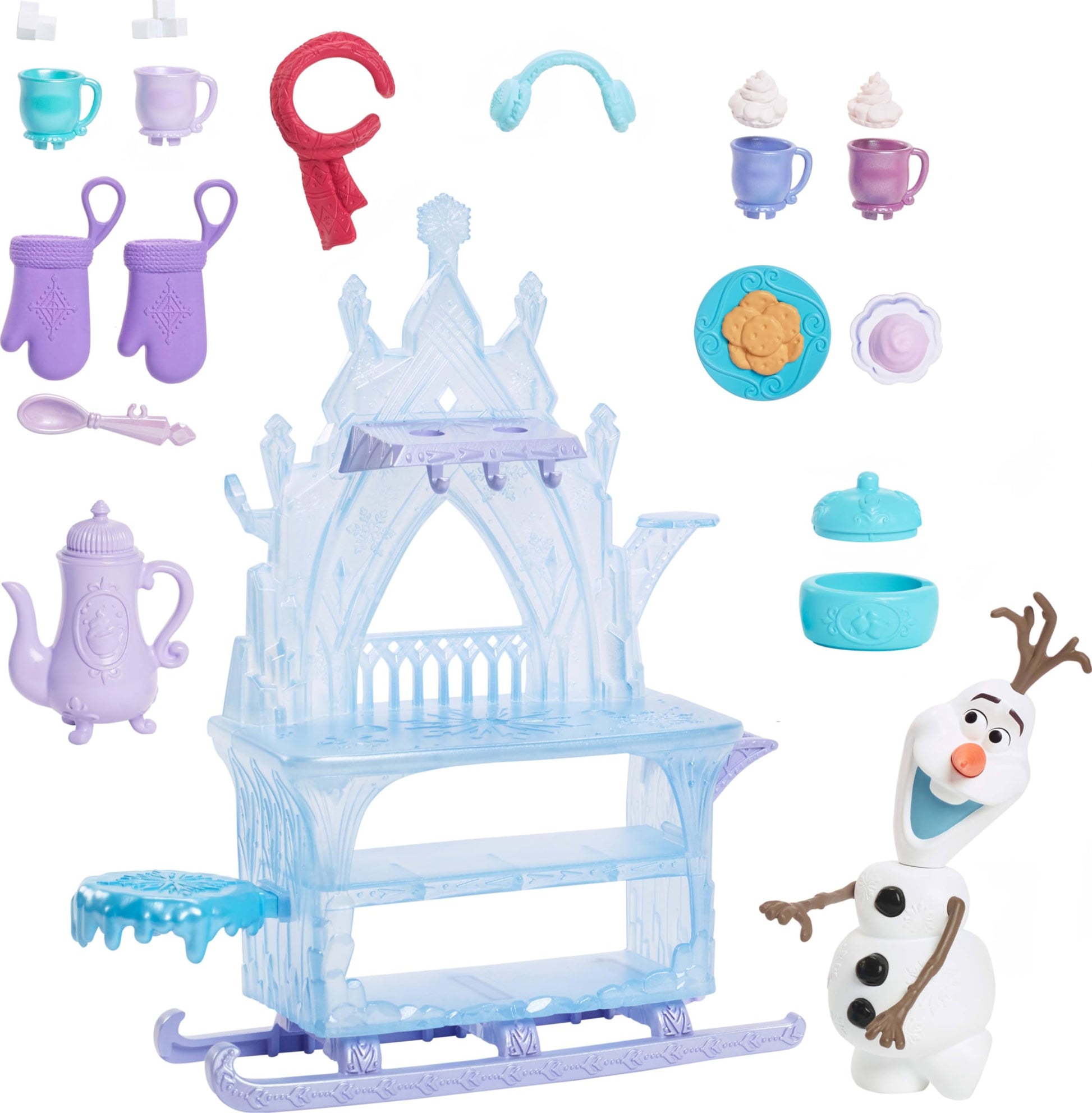 Mattel Disney Frozen Olaf Doll & Accessories, Treat Sled Playset with Cart, Food & More Inspired by Frozen: Winter Festival