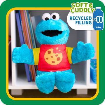 Sesame Street Sing-Along Cookie Monster 13-inch Plushie Stuffed Animal, Recycled Filling, Blue, Kids Toys for Ages 18 Month by Just Play