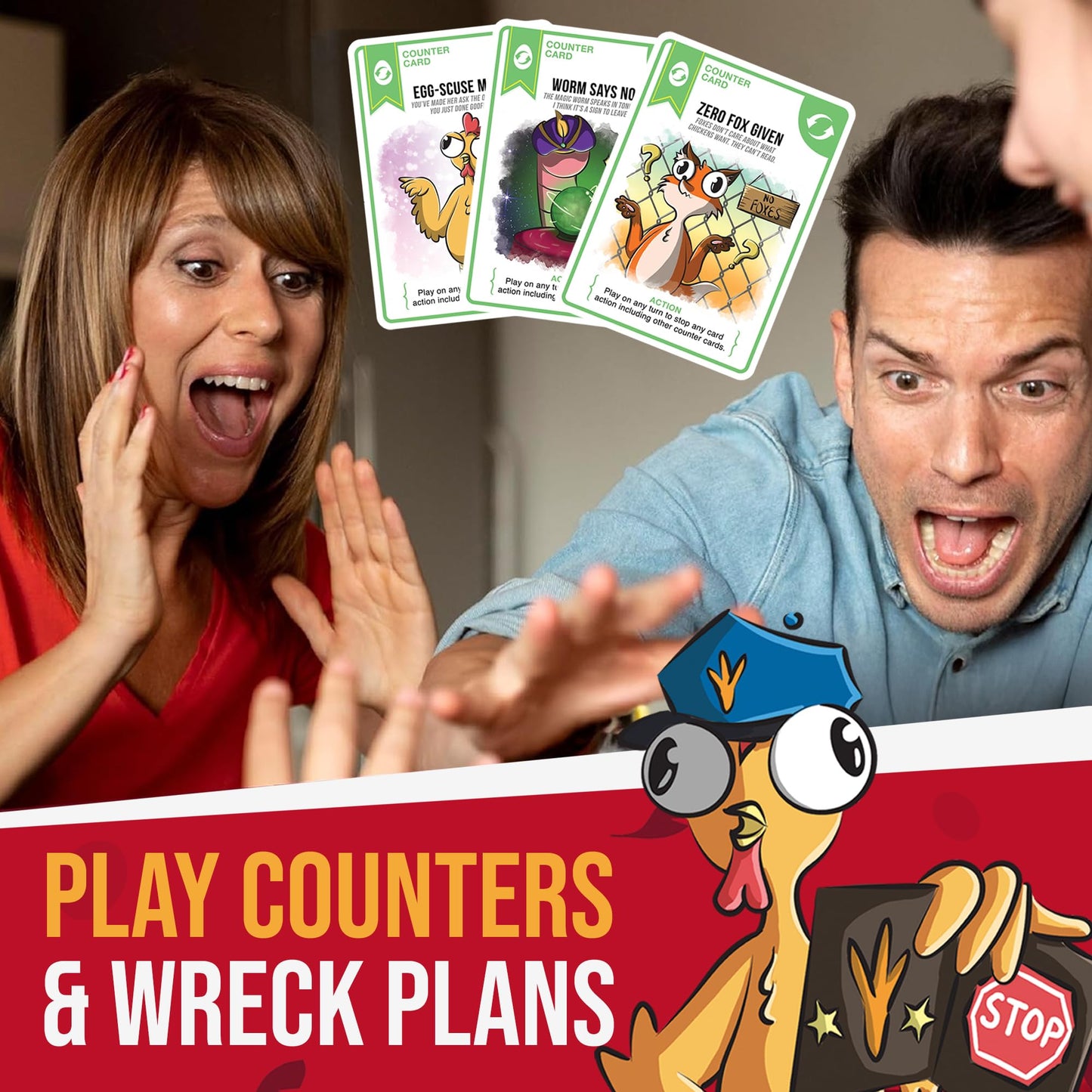 Chicken Challengers Card Game - Hilarious Strategy for Adults & Teens, Family Game Night, 2‑8 Players, Ages 13+, Travel‑Friendly